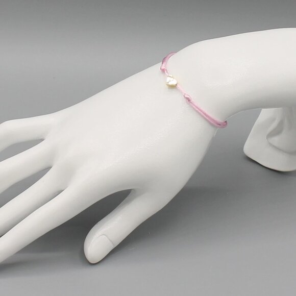 Jewelry heart pink gold string bracelet adjustable fashion delicate brand new - Picture 5 of 7